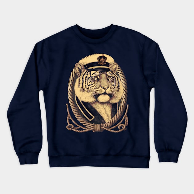 Sailor Tiger Crewneck Sweatshirt by MitchLudwig